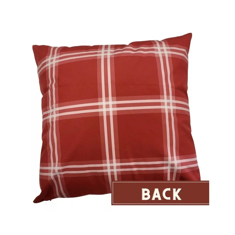 Farmhouse Cottagecore Hello Fall Accent Pillow 18x18 Red Floral Plaid Reversible